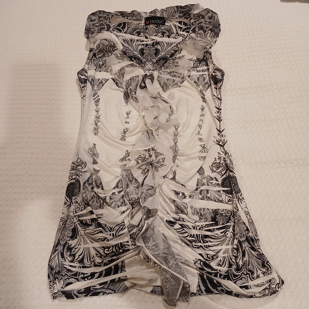 Body Central Black and White Patterned Dress